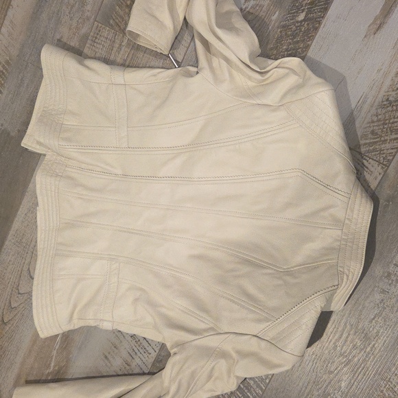 J. Jill Women's Light Cream Leather Jacket - Picture 10 of 11